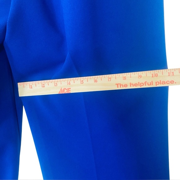 Alfred Dunner Elegant Royal Blue Satin Feel Flowy Wide Leg Small Pull on Pants - Picture 6 of 9